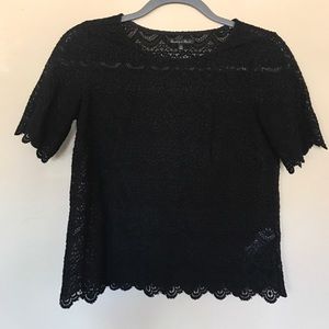 Broadway & bloome Madewell Black scallop lace top
